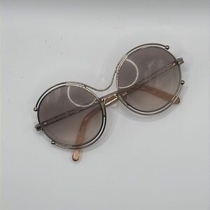 Round Gold Sunglasses with Brown Lenses